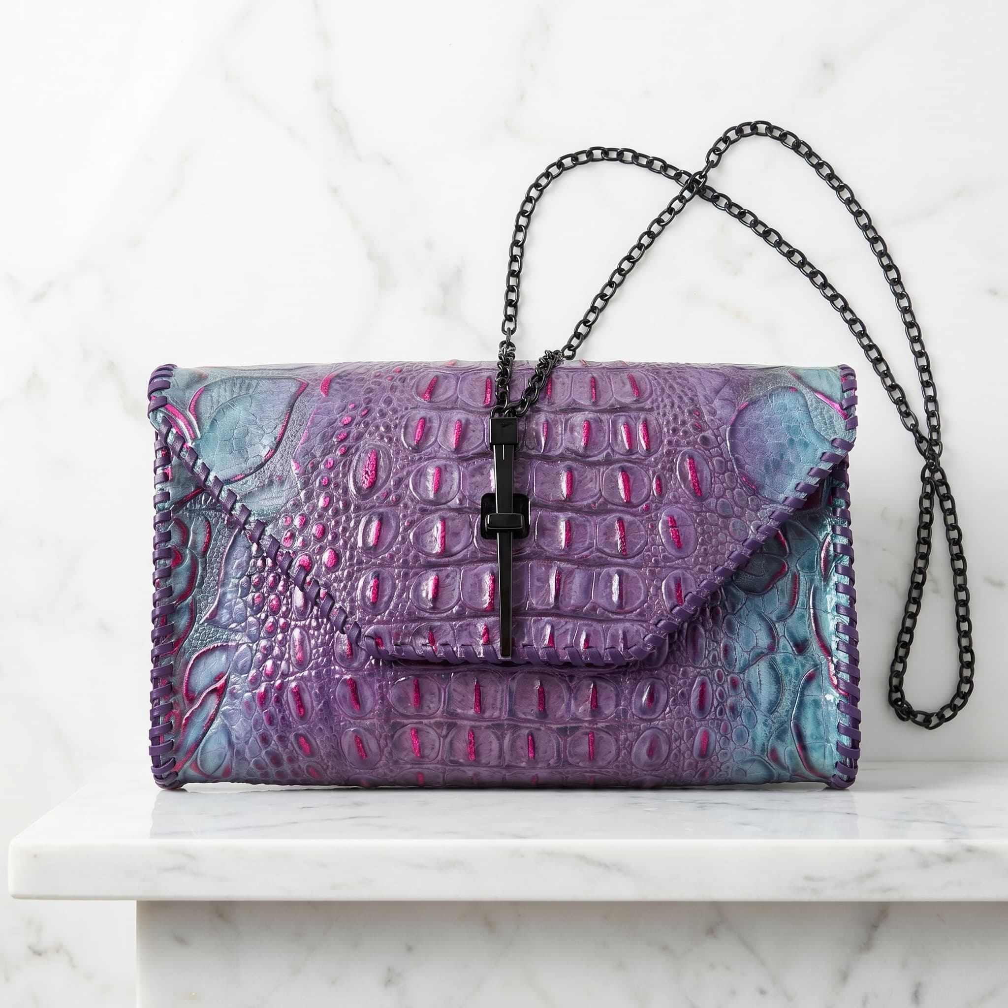 Purple Croc Chain Bag